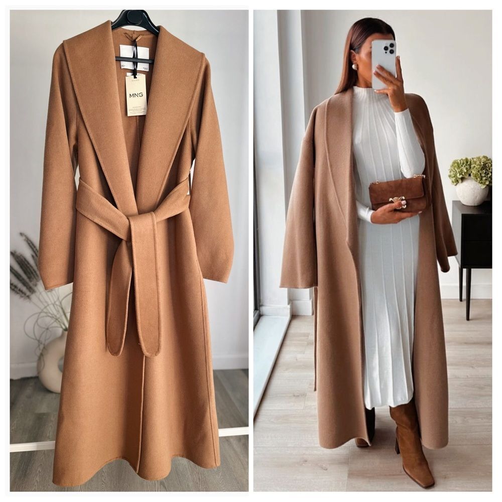 Iconic Mango 76% Wool Handmade Belted Coat Old Money - Picture 1 of 13